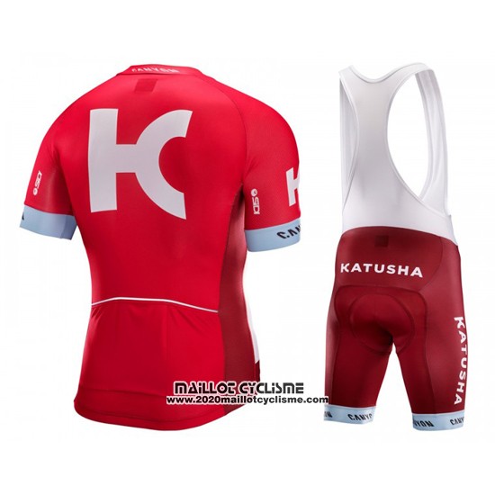 2016 Maillot Ciclismo Katusha Alpecin Blanc et Rouge Manches Courtes et Cuissard